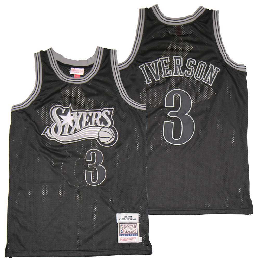 76ers 3 Allen Iverson Black 1997-98 Hardwood Classics Jersey,We sell and wholesale 76ers 3 Allen Iverson Black 1997-98 Hardwood Classics Jersey on line form chian!